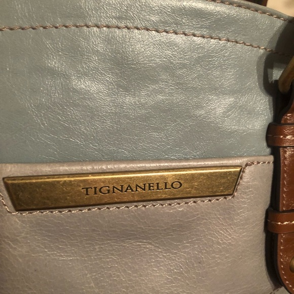 Tignanello two tone light blue & brown handle bag - Picture 4 of 16